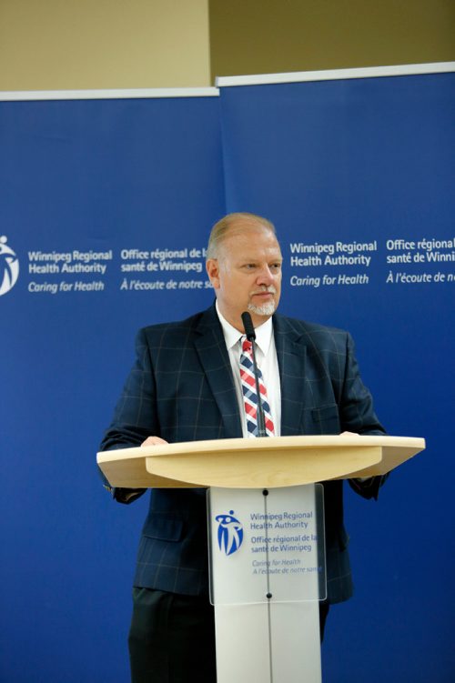 JUSTIN SAMANSKI-LANGILLE / WINNIPEG FREE PRESS
Minister of Health, Seniors and Active Living Kelvin Goertzen speaks at a press conference Monday announcing new capital investments from the Winnipeg Regional Health Authority.
170814 - Monday, August 14, 2017.