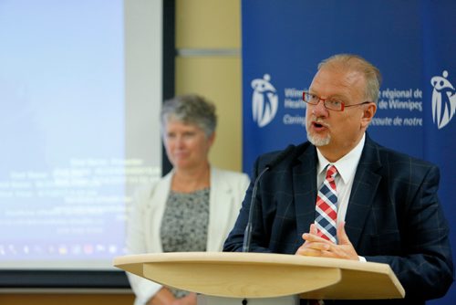 JUSTIN SAMANSKI-LANGILLE / WINNIPEG FREE PRESS
Minister of Health, Seniors and Active Living Kelvin Goertzen speaks at a press conference Monday announcing new capital investments from the Winnipeg Regional Health Authority.
170814 - Monday, August 14, 2017.