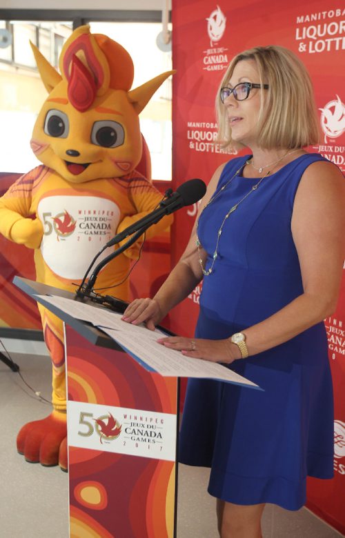 JOE BRYKSA / WINNIPEG FREE PRESSRochelle Squires MB Minister of Sport, Culture and Heritage at Canada games news conference today talking about equipment legacies for MB athletes .  Aug 15, 2017 -( See story)