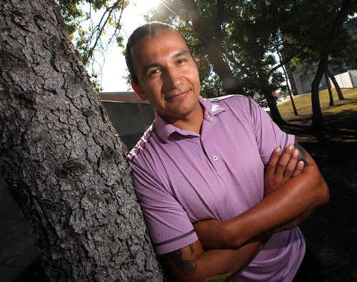 PHIL HOSSACK / WINNIPEG FREE PRESS  - Wab Kinew strikes a familiar pose Friday while discounting email leaks of past crimes. Larry Kusch story. - August 17, 2017
