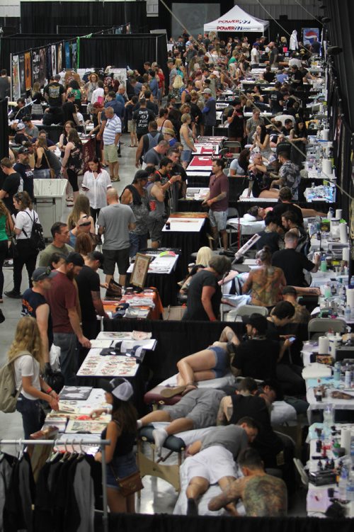 Ruth Bonneville / Winnipeg Free Press


Overhead crowd shot of the inaugural Winnipeg Tattoo Convention Saturday, on all weekend,  at Red River Exhibition Park. The three-day event is billed as a "celebration of tattoo art, culture, craftsmanship and self-expression and features more than 200 artists.

Standup photo or could be used for Randy's story Monday.

Aug 19, 2017