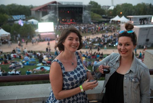 DAVID LIPNOWSKI / WINNIPEG FREE PRESS

Winnipeg Free Press Jen Zoratti and Jill Wilson enjoy wine pairings at Interstellar Rodeo at The Forks Saturday August 19, 2017.