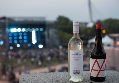 DAVID LIPNOWSKI / WINNIPEG FREE PRESS

Winnipeg Free Press Jen Zoratti and Jill Wilson enjoy wine pairings at Interstellar Rodeo at The Forks Saturday August 19, 2017.