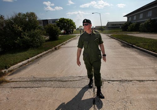 PHIL HOSSACK / WINNIPEG FREE PRESS  -  "Mac" (didn't want any other name used) donned his former fatiques for the visit to the closed base.  About 25 vets came "home" for a last look at the soon to be demolished former Military base. None of the vets were allowed into the bases buildings. See Melissa Martin story. - August 21, 2017