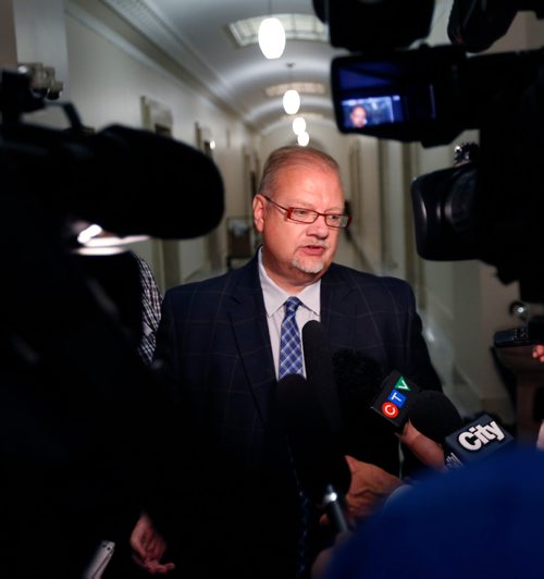 WAYNE GLOWACKI / WINNIPEG FREE PRESS

Kelvin Goertzen,Health, Seniors and Active Living Minister at a press scrum Monday to announce Manitoba has secured additional federal health funding.  Jane Gerster Story
August 21 2017