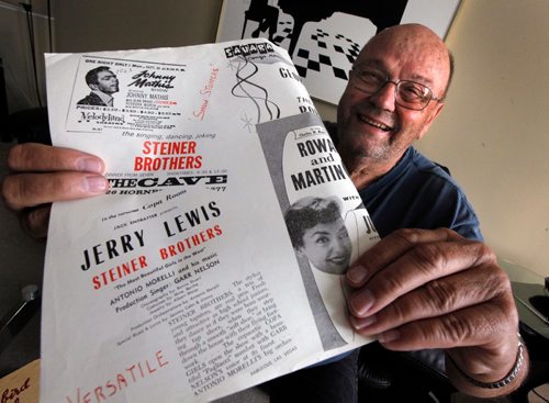 PHIL HOSSACK / WINNIPEG FREE PRESS  - Ron Steiner,  holds a poster featuring "The Stiener Brothers" on the same bill as Jerry Lewis. See Redekop story. August 21, 2017