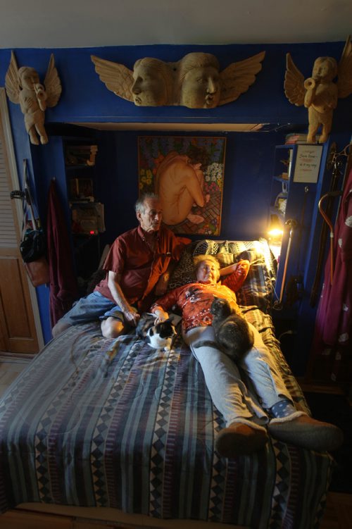 JOE BRYKSA / WINNIPEG FREE PRESSPoint Douglas activist Sel Burrows with his partially disabled wife Chris in his their Point Doulas home-Aug 03, 2017 -( See Randy Turners 49.8  story)