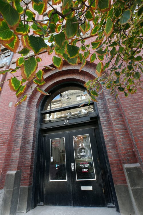 WAYNE GLOWACKI / WINNIPEG FREE PRESS
Finance. The front doors of the new Coal and Canary candle shop at 73 Princess Street . Intern Keila story August 24 2017