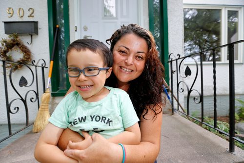 JUSTIN SAMANSKI-LANGILLE / WINNIPEG FREE PRESS
Marina Havard and her son Jayden, who has autism, pose outside their home Monday. Harvard is questioning the teacher's union's opposition to providing an educational assistant for Jayden's nursery class.
170828 - Monday, August 28, 2017.