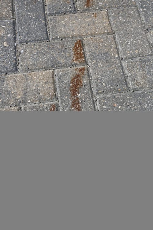 JUSTIN SAMANSKI-LANGILLE / WINNIPEG FREE PRESS
Brown marks are seen on Frances Gorber's driveway Monday. Gorber says the marks were caused by city slow clearing and the city refuses to pay for the repairs.
170828 - Monday, August 28, 2017.