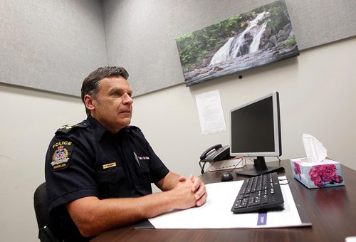 PHIL HOSSACK / WINNIPEG FREE PRESS  - Winkler Poice Chief Rick Friesen talks with the Free Press about a young woman was stabbed in a local Church. See Melissa Martin's story.  - August 22, 2017