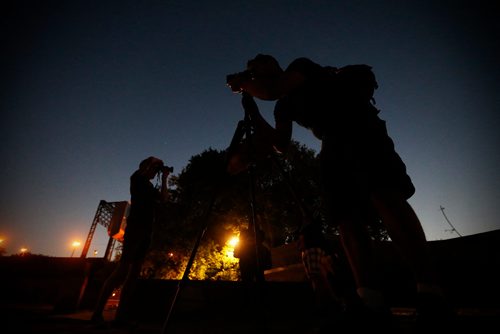 JOHN WOODS / WINNIPEG FREE PRESS
Kris Innes participates in a From Here and Away nighttime photo excursion as part of Summertide at The Forks in Winnipeg Tuesday, August 22, 2017.