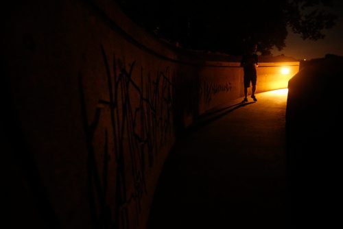 JOHN WOODS / WINNIPEG FREE PRESS
A participant looks for his next photo in a From Here and Away nighttime photo excursion as part of Summertide at The Forks in Winnipeg Tuesday, August 22, 2017.