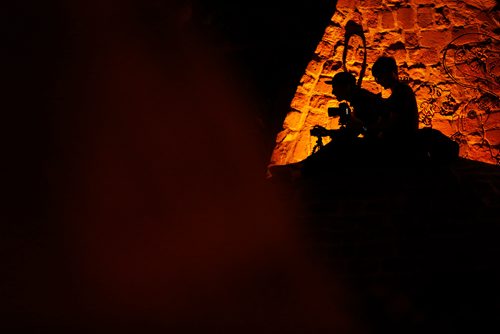 Participants in a From Here and Away nighttime photo excursion as part of Summertide at The Forks in Winnipeg Tuesday, August 22, 2017.