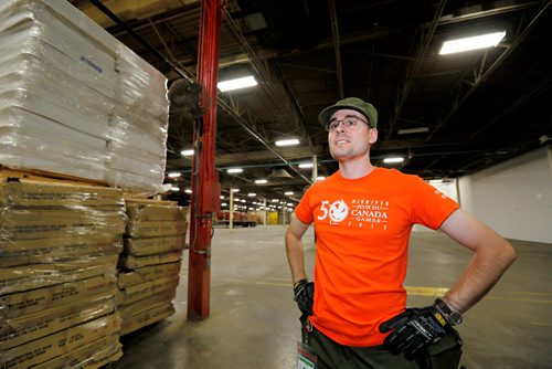 JUSTIN SAMANSKI-LANGILLE / WINNIPEG FREE PRESS
Hugh Campbell gives the Free Press a tour Wednesday of the warehouse containing all of the surplus equipment from the Canada Games. Many of the items are being auctioned off and the rest are being shipped off to Alberta to be re-used for the next games.
170830 - Wednesday, August 30, 2017.