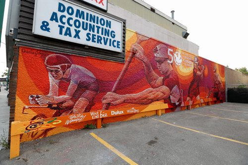 JUSTIN SAMANSKI-LANGILLE / WINNIPEG FREE PRESS
A new mural created by Charlie Johnson and inspired by the 2017 Canada Games is seen Thursday at 966 Portage Ave. 
170831 - Thursday, August 31, 2017.