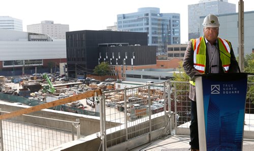 WAYNE GLOWACKI / WINNIPEG FREE PRESS

 Tom Gaglardi, president, Northland Properties Corporation for the announcement of plans for the Sutton Place Hotel and Residences in the lot at left.  Martin Cash story August 31 2017