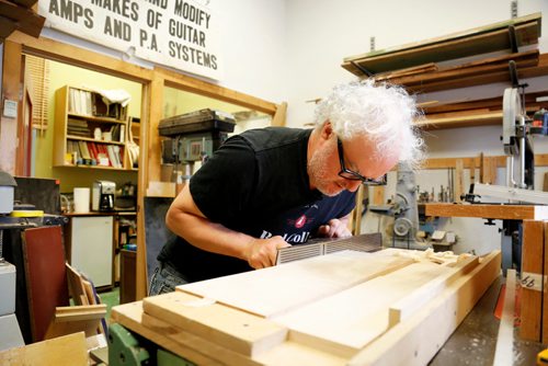 JUSTIN SAMANSKI-LANGILLE / WINNIPEG FREE PRESS
Al Beardsell works on a piece of maple which will eventually become part of a fully custom made guitar.
170901 - Friday, September 01, 2017.