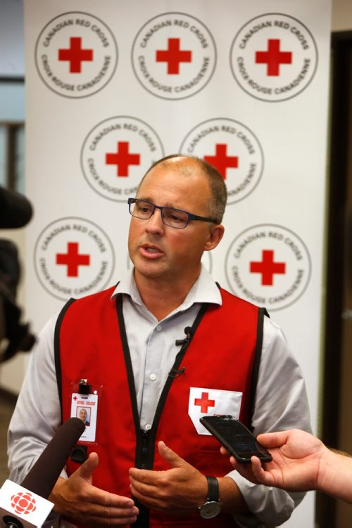 WAYNE GLOWACKI / WINNIPEG FREE PRESS

Shawn Feely, Canadian Red Cross vice-president for Manitoba and Nunavut updated the media Saturday on the evacuation of approximately 1,500 additional members of the Garden Hill First Nation due to wildfire smoke. The news conference was held in the Canadian Red Cross office.    Alex Paul  story Sept. 2 2017