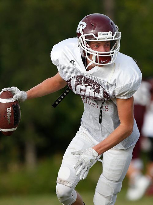 JOHN WOODS / WINNIPEG FREE PRESS
St Paul's Crusader receiver Michael O'Shea is photographed during practice at the school Tuesday, September 5, 2017. 
