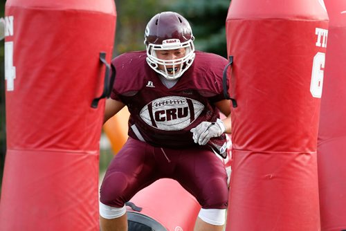 JOHN WOODS / WINNIPEG FREE PRESS
St Paul's Crusader D lineman Colin Cornelson is photographed during practice at the school Tuesday, September 5, 2017. 
