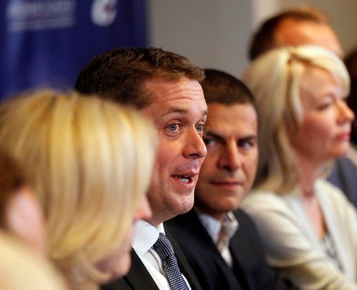 PHIL HOSSACK / WINNIPEG FREE PRESS  - Conservative Party Leader Andrew Scheer makes his opening remarks to his shadow cabinet in Winnipeg Wednesday. See Randy Turner's tale. - September 5, 2017