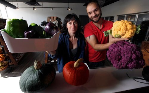 PHIL HOSSACK / WINNIPEG FREE PRESS  - CHRISTINA DUBUC and NATHAN STEELE, co-owners of  a new specialty food store which sells primarily locally-grown products  its essentially a year-round farmers market. Its a bricks-and-mortar version of the online grocery store  MyFarmersMarket.com  theyve been operating for about four years. It also sells mainly locally-produced food. The brick-and-mortar store "Fresh Local Fare", is celebrating its grand opening this Saturday. Murray McNeill story.  - September 5, 2017