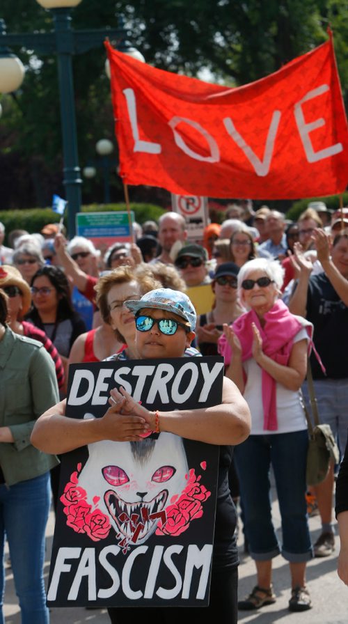 WAYNE GLOWACKI / WINNIPEG FREE PRESS

About 500 people attended the Winnipeg Diversity Rally Against Hate demonstration outside the Legislative building Saturday.   Ryan Thorpe  story Sept. 9 2017