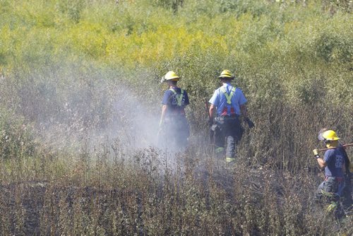 BORIS MINKEVICH / WINNIPEG FREE PRESS
Winnipeg Firefighters work on a grass/bush fire north of Warman Road. Sept. 11, 2017