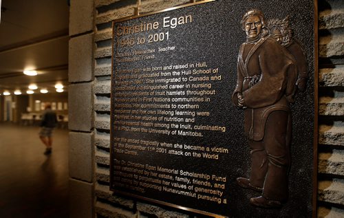 WAYNE GLOWACKI / WINNIPEG FREE PRESS

The plaque for Christine Egan in the Basic Medical Sciences building on the U of M  Bannatyne Campus. Carol Sanders story   Sept. 11 2017