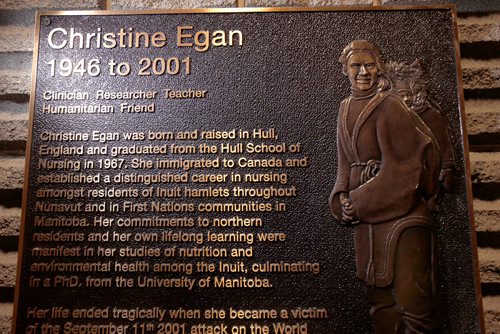 WAYNE GLOWACKI / WINNIPEG FREE PRESS

The plaque for Christine Egan in the Basic Medical Sciences building on the U of M Bannatyne Campus. Carol Sanders story   Sept. 11 2017