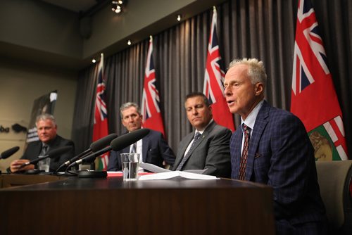 RUTH BONNEVILLE / WINNIPEG FREE PRESS

MPI drug awareness campaign  Andrew Murie, chief executive officer, MADD Canada (left) along with Crown Services Minister Cliff Cullen, Premier Brian Pallister and Ward Keith chief administrative officer, Manitoba Public Insurance (MPI) talk to the media at press conference on MPI drug awareness campaign Thursday at  Legislative Building.


SEPT 14, 2017
