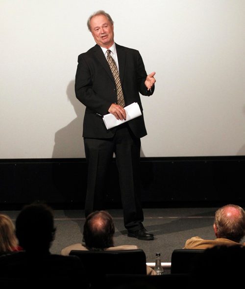 PHIL HOSSACK / WINNIPEG FREE PRESS  - Kevin Rollason introduces the film "Obit" at Cinematique Thursday evening. See story. - Sept 14, 2017