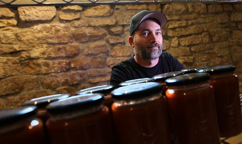 RUTH BONNEVILLE / WINNIPEG FREE PRESS

Chefs Table;  portrait shot of chef Ben Kramer with a rack of his freshly made tomato preserves taken at Kitchen Sync for the Uptown Chefs Table feature.

Jill Wilson story.  

SEPT 15, 2017
