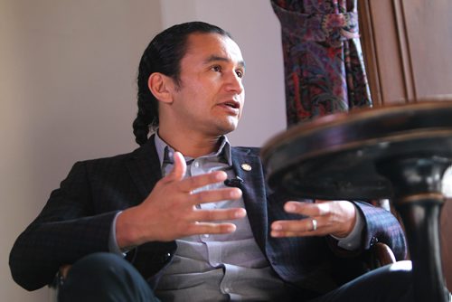 RUTH BONNEVILLE / WINNIPEG FREE PRESS

Portraits of NDP Leader Wab Kinew being interviewed by FP  in his new Official Opposition office at the Legislature.

See Larry Kusch story 
 
SEPT 18, 2017
