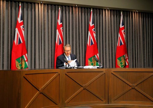 BORIS MINKEVICH / WINNIPEG FREE PRESS
Finance Minister Cameron Friesen talks about the province's release of Public Accounts for 2016-17 fiscal year. Photo taken in room 68, Legislative Building. Sept. 19, 2017