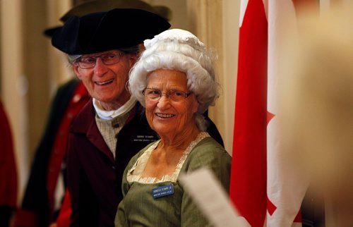 PHIL HOSSACK / WINNIPEG FREE PRESS  -   Danny and Dorothy Stampes take part in a re-dedication ceremony honoring the United Empire Loyalists. The plaque being re-dedicated went missing after some renovations at the Mb Legislature a few years ago and was recently brought back to life. See release.   - Sept 19 2017