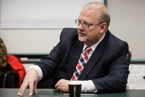 MIKE DEAL / WINNIPEG FREE PRESS
Kelvin Goertzen, Minister of Health, Seniors and Active Living, during an Editorial Board interview at the Winnipeg Free Press.
170926 - Tuesday, September 26, 2017.