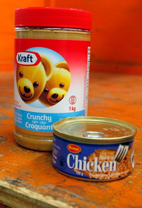 BORIS MINKEVICH / WINNIPEG FREE PRESS
Winnipeg Harvest  top 10 thing people need at the food bank. Proteins. Peanut butter and canned meat. Sept. 27, 2017