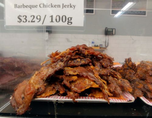 BORIS MINKEVICH / WINNIPEG FREE PRESS
Miller's Super Valu Meats - 590 St Mary's Road - Barbecue Chicken Jerky.  Dave Sanderson story. Sept. 27, 2017