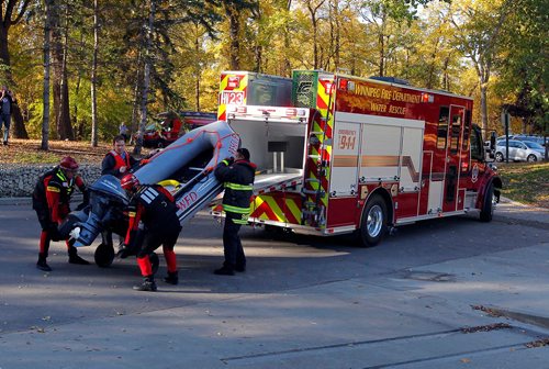 BORIS MINKEVICH / WINNIPEG FREE PRESS
 Winnipeg Fire Paramedic Service water rescue team launched their two new water rescue units at a press event at St. Vital Park boat launch. This is one of two units they bought for over a million dollars. Sept. 30, 2017