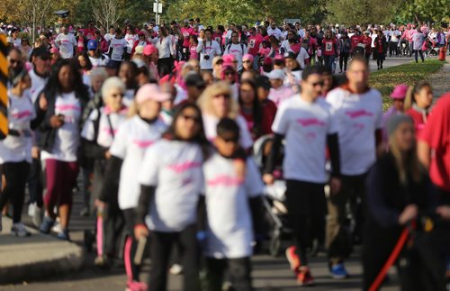 TREVOR HAGAN / WINNIPEG FREE PRESS
Participants in the Run for the Cure make their way along Waterfront Drive, Sunday, October 1, 2017.