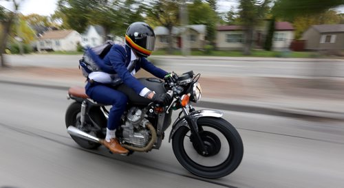 TREVOR HAGAN / WINNIPEG FREE PRESS
Jason Ward riding his motorcycle during the Gentlemans Ride, a charity motorcycle ride raising money to fight prostate cancer, Sunday, October 1, 2017.