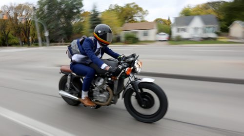 TREVOR HAGAN / WINNIPEG FREE PRESS
Jason Ward riding his motorcycle during the Gentlemans Ride, a charity motorcycle ride raising money to fight prostate cancer, Sunday, October 1, 2017.
