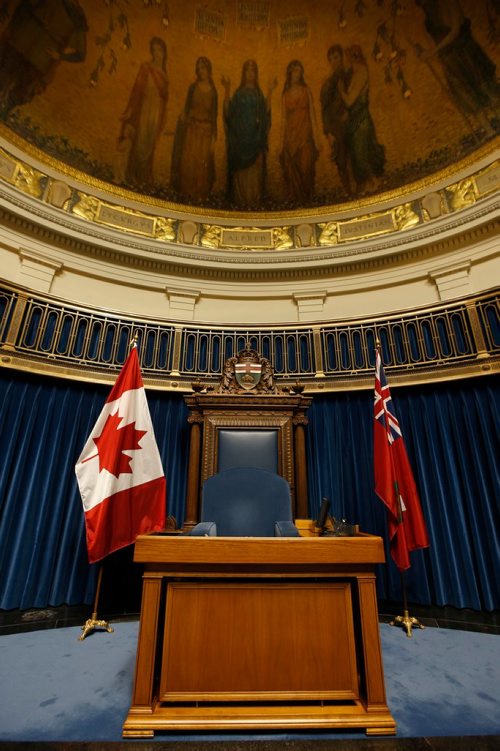 WAYNE GLOWACKI / WINNIPEG FREE PRESS

The Speakers chair in the newly renovated Manitoba Legislature Chambers Monday.Nick Martin story Oct.2 2017