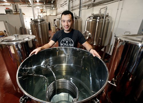 WAYNE GLOWACKI / WINNIPEG FREE PRESS

Sean Shoyoqubov, owner of Oxus Brewing Co. on Sanford St. in Winnipeg. He is by his hot liquor tank for brewing beer soon to be in use. Ben MacFee-Sigurdson story¤ Oct.4 2017