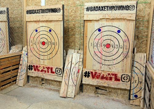 BORIS MINKEVICH / WINNIPEG FREE PRESS
Jen Zoratti tries throwing an axe! In advance of the World Championship play downs with will be happening Oct. 9th and 10th. Some targets at Bad Axe Throwing, 1393 Border Street Unit #6. Oct 4, 2017