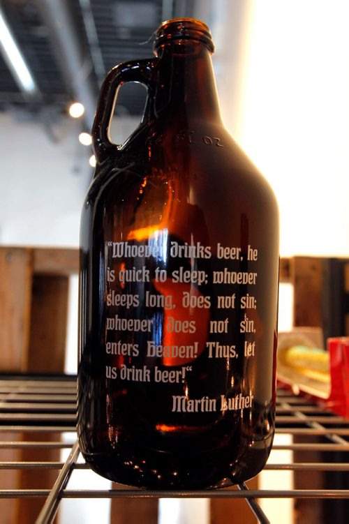 BORIS MINKEVICH / WINNIPEG FREE PRESS
Feature on new breweries. Stone Angel Brewing Co. at 1875 Pembina Hwy. A bottle they sell with some message printed on it.. Ben MacPhee-Sigurdson story. Oct 4, 2017