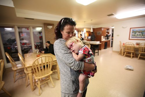 RUTH BONNEVILLE / WINNIPEG FREE PRESS
LITTLE GIRL GOES HOME: Joy Finnimore (21/2yrs) feels a little tired as she rests on her mom Melanies chest just before leaving Ronald McDonald House in Winnipeg Wednesday and finally head to her home in Portage la Prairie. The darling little girl has been at HSC since she was born in 2015 because of a life-threatening complication of a condition known as cystic hygroma. The most common complication is disfigurement from large growths around the neck and chin. FP has written about her before but now she is going home.
Carol Sanders story
Oct 04, 2017