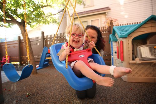 RUTH BONNEVILLE / WINNIPEG FREE PRESS

LITTLE GIRL GOES HOME: Joy Finnimore (21/2yrs) plays on the swing and slide with her mom Melanie just before leaving  Ronald McDonald House in Winnipeg Wednesday and finally head to her home in Portage la Prairie.  The darling little girl has been at HSC since she was born in 2015 because of a life-threatening complication of a condition known as cystic hygroma. The most common complication is disfigurement from large growths around the neck and chin. FP has written about her before but now she is going home.  

Carol Sanders story

Oct 04, 2017